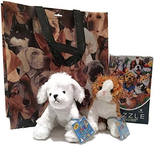 Dogs N' Cats Bundle Includes White Poodle and Striped Alley Cat Webkins, 500 Piece Puzzle Plus Tote Bag
