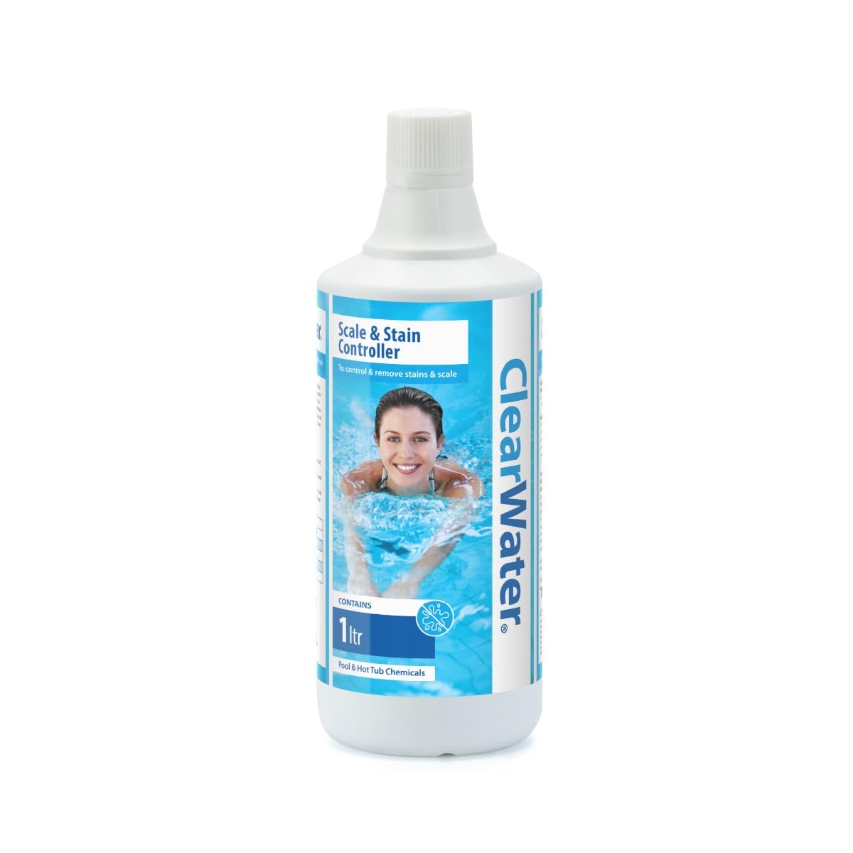 Clearwater Scale and Stain Controller Treatment for Filter Pumps, Hot Tubs, Spas and Pools, 1 Litre, White
