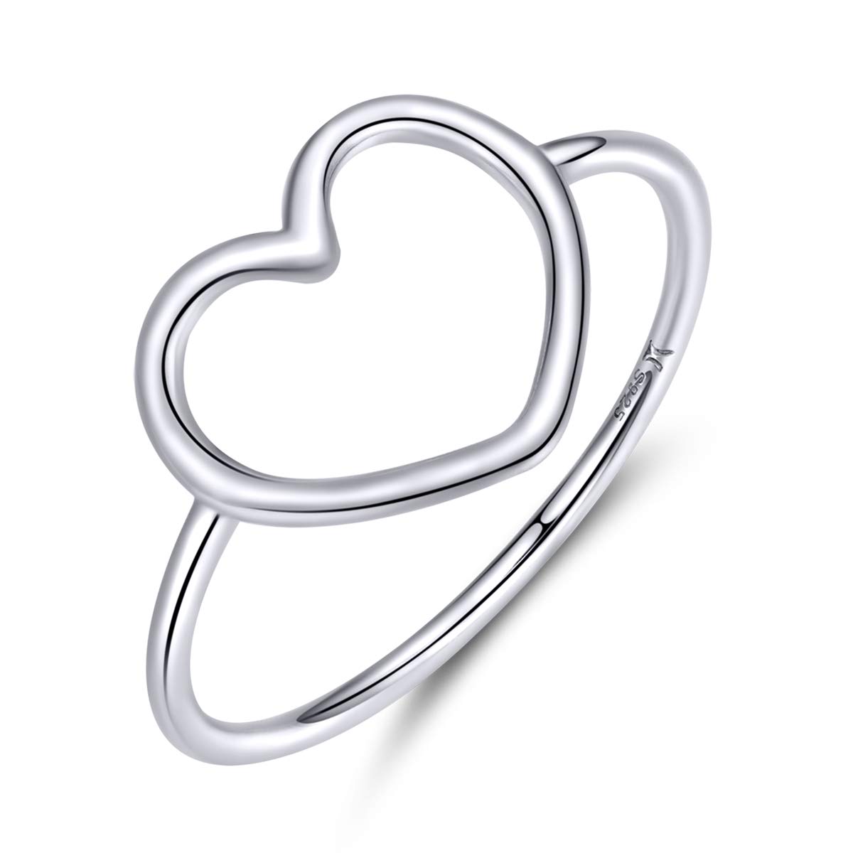 Sterling Silver 925 Simple Minimalist Heart Finger Rings for Women Wedding Engagement Statement Jewellery