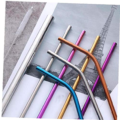 KHHGTYFYTFTY 5Pcs Extra Wide Edelstahl Strohhalme Wiederverwendbare Trinkhalme mit Bürsten Metall Stroh für Party… – Bild 3