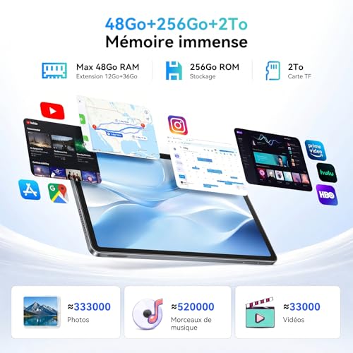 TABWEE Android 16 Tablette avec Clavier - Tablette 12 Pouces, 48 Go+256 Go, 10000 mAh, 16 MP+8 MP, 1600 * 2400 QHD+, Widevine L1, Gemini AI 3.1 Pro, GPS Intégré, Tablette 4G LTE (Garantie de 4 Ans)