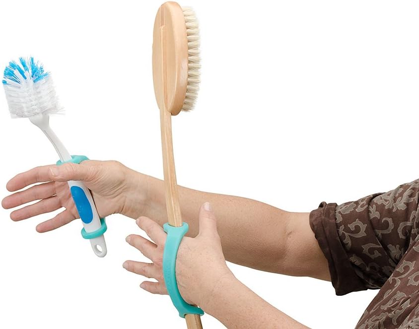 EazyHold Silicone Adaptive Aid (10 Years to Medium Size Adult) for Those with Limited Hand Mobility, Cerebral Palsy, Stroke, Occupational Therapy or Physical Therapy use (Aqua - 6 1/2"- 2 Pack): Health & Personal Care