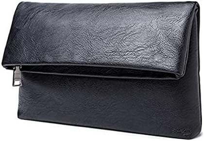 SHOZAFIA Men's Leather Clutch Folding Bag Hand Caught Handbag Business Black Wallet