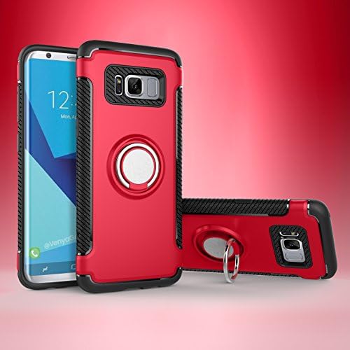 Newly Designed Samsung Galaxy S8 Phone Case with Kickstand, Durable, Shock Proof, Slim and Stylish (Red)