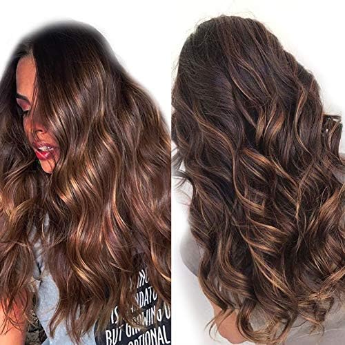 Zana Glueless Lace Front Wig With Baby Hair For Black Women Highlights Ombre Brazilian Human Hair Wavy Wigs Natural Hairline 130% Density 16inch