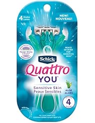 Schick Quattro You Sensitive Piece Of Mind Disposable Razor For Women, 4 Count