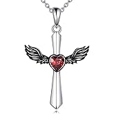 UCADRIT Angel Wings Cross Necklace Sterling Silver Angle Cross Necklace for Women Guardian Wings Jewelry Gifts for Women