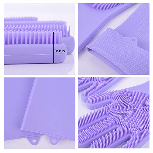 image for EVILTO Scrub Glove for Dishes,Magic Silicone Dishwashing Gloves with S