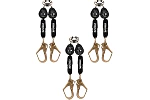 FRONTLINE FALL PROTECTION Frontline RPW062R 6' Web Twin Leg SRL with Steel Rebar Hooks | Lightweight & Compact | Durable Housing | Quick-Action Braking | 310 lbs Capacity | Meets ANSI & OSHA Standards | (3 Pack)