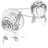 Austrian Crystal Faceted Golf Ball Shaped Earrings | Clear Crystal Studd Earrings | Golf Themed Jewelry For Women