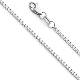 14k REAL White Gold Solid 1.3mm Box Chain Necklace with Lobster Claw Clasp - 20"