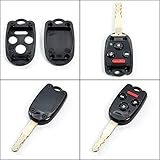 STAUBER Best Honda Key Shell Replacement for Accord, Ridgeline, Civic, and CR-V / NO LOCKSMITH REQUIRED! Save money using your old key and chip! - Black