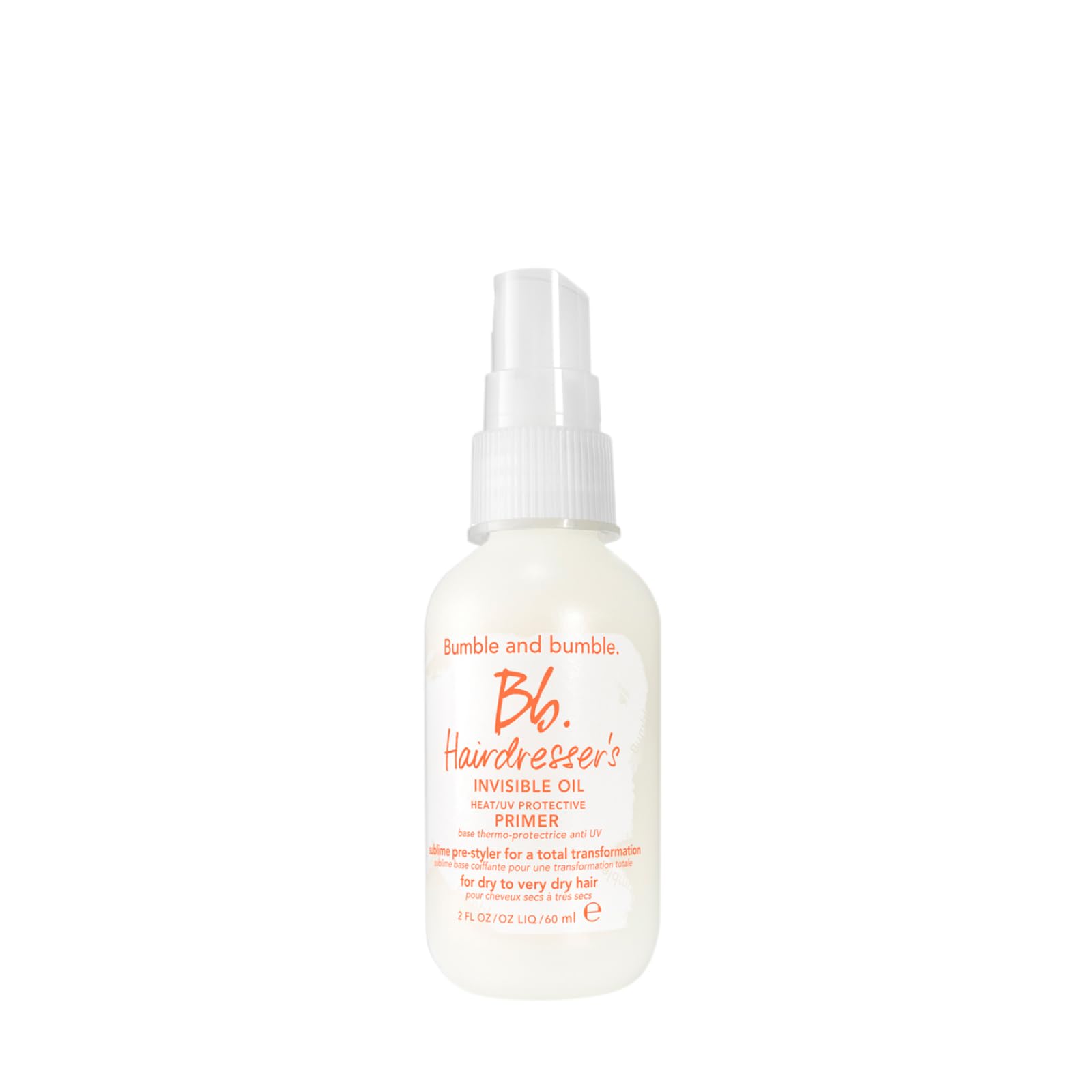 Photo 1 of Bumble and bumble. Hairdresser's Invisible Oil Heat/UV Protection Leave-In Conditioner Hair Primer | Hydrating, Anti Frizz, Color Safe | Straight, Coily | With Argan Oil + Coconut Oil, 2 Fl Oz