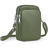 Cell Phone Purse Small Crossbody Bag for Women Men Leather Mini Shoulder Bag Wallet with Card Holder Slot Pouch Neck Strap for All Smartphones iPhone 17 Pro Max 16 Plus 15 14 13 12 up to 7.5" Green