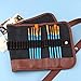 Canvas Pencil Roll, Veesoo 36 Slot Canvas Colored Pencil Roll Case Wrap Pencil Pen Wrap Organizer Roll Up Pencil Holder, Black