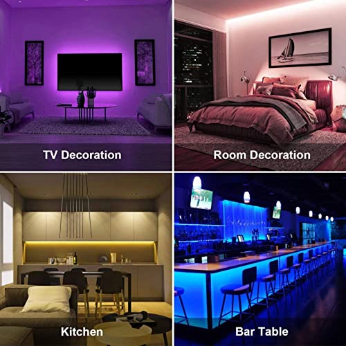 50 feet Bluetooth LED Strip Light for Bedroom, Change Color (16 million) Dimmable, 22 Style with