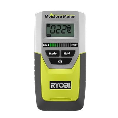 Ryobi E49MM01 Digital LED Pinless Moisture Meter for Softwood Drywall and Masonry 9 Volt Battery Included