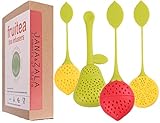 Fruitea Tea Infuser - 4 Silicone Tea Strainers. Tea filter for Loose Leaf Tea in shape of fruits by J&Z (strawberry, pear, lemon and orange). Perfect Tea Set for tea cups and teapot.