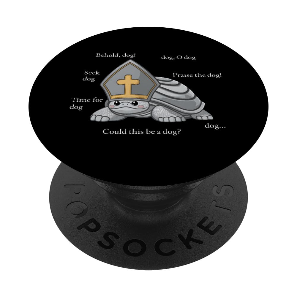 Behold Dog Funny Turtle Wearing A Priest Hat Tote Bag PopSockets Swappable PopGrip