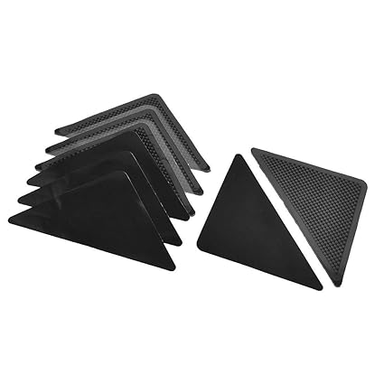 SLB Works Rubber Household Washable Reusable Nonslip Rug Carpet Grip Mat Pad 4pcs Black