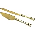 senover Wedding Cake Knife and Server Set, Wedding Cake Knife Serveing,Rustic Wedding Cake Knife Set for Parties Weddings Anniversaries Birthdays (gold)