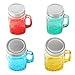 Tosnail 15 Oz. Mason Jar Mugs with Handle, Tin Lid and Plastic Straws, Old Fashion Drinking Glasses, Set of 4 Colors