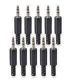 Conwork 10-Pack 1/8" 3.5mm Stereo Male Connector, 3-Pole Metal Housing Plug Coax Audio Solder Adapter, Repair Headphone