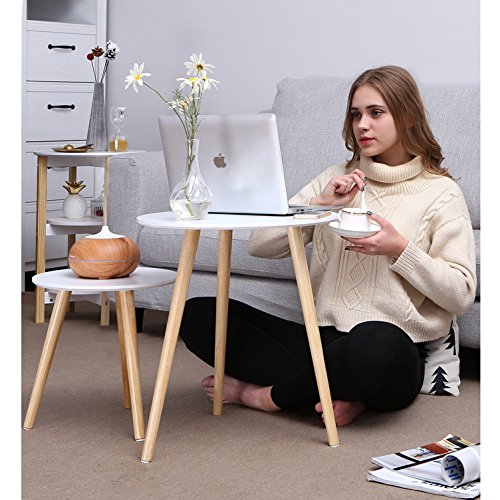 SONGMICS Modern Minimalist Coffee Table MultiPurpose Side Table Round