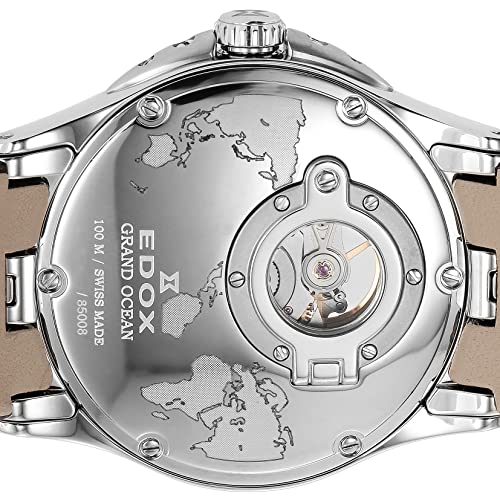 オウグ Edox Men's 85008 3 AIN Open Heart Automatic Grand Ocean Watch in