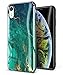 GVIEWIN Nature Series iPhone XR Case, [Upgraded Protection] Emerald Marble Pattern Design with Shockproof Slim Fit TPU Bumper, Green/Gold