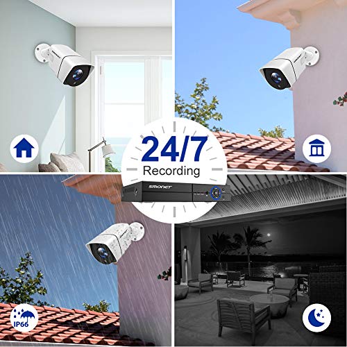 【5MP CAMERA】SMONET 5MP Home Security Camera System,6X5MP(2560TVL) Indoor Outdoor Weatherproof CCTV Wired Cameras,8CH Surveillance Camera System (1TB Hard Drive),Motion Alert,Night Vision,Remote Access