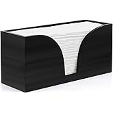 1Pack Wood Countertop Paper Towel Dispenser, Black Paper Towel Holder for Bathroom Clear Trifold Napkin Holder, Clear Trifold Paper Napkin Holder for Z-fold C-fold MultiFold Trifold - Home Kitchen