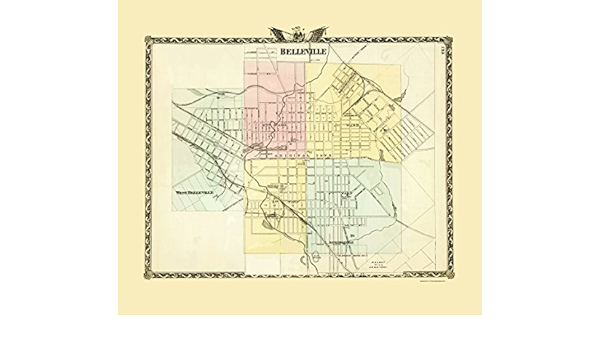 Map Of Belleville Illinois Maps Of The Past Belleville Illinois - Warner 1876 - 23.00 X 26.59 - Glossy  Satin Paper : Home & Kitchen