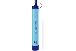NATURENOVA Personal Water Filter Straw Outdoor Portable Filtration Emergency Survival Gear Water Solutions Tactical Gear for Hiking Camping Accessories Travel Hunting Fishing Outing Backpacking