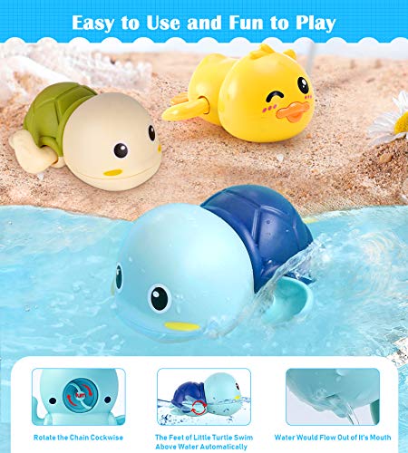 Bath Toys, 4 Pack Baby Bath Toys for Toddlers 1-3, Floating Wind-up Toys Swimming Pool Games Water Play Set Xmas Gift for Bathtub Shower Beach Infant Toddlers Kids Boys Girls Age 1 2 3 4 5 6 Years