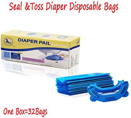 32 Bags 800 Diapers With One Box Seal&amp; Toss Diaper Disposable Refill Bags Perfect With Home Diaper Pail,The Recyclable Ring Reduce Plastic Waste