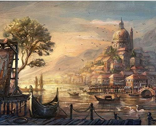 yaonuli Digital painting DIY gray dock landscape mural art picture acrylic painting 40x50cm Frameless