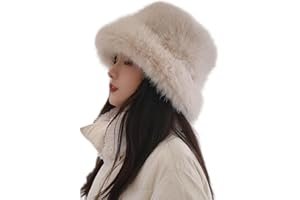BSYLOO Fuzzy Faux Fur Diva Bucket Hat for Women - Luxurious Winter Hat for Fashionable Ladies