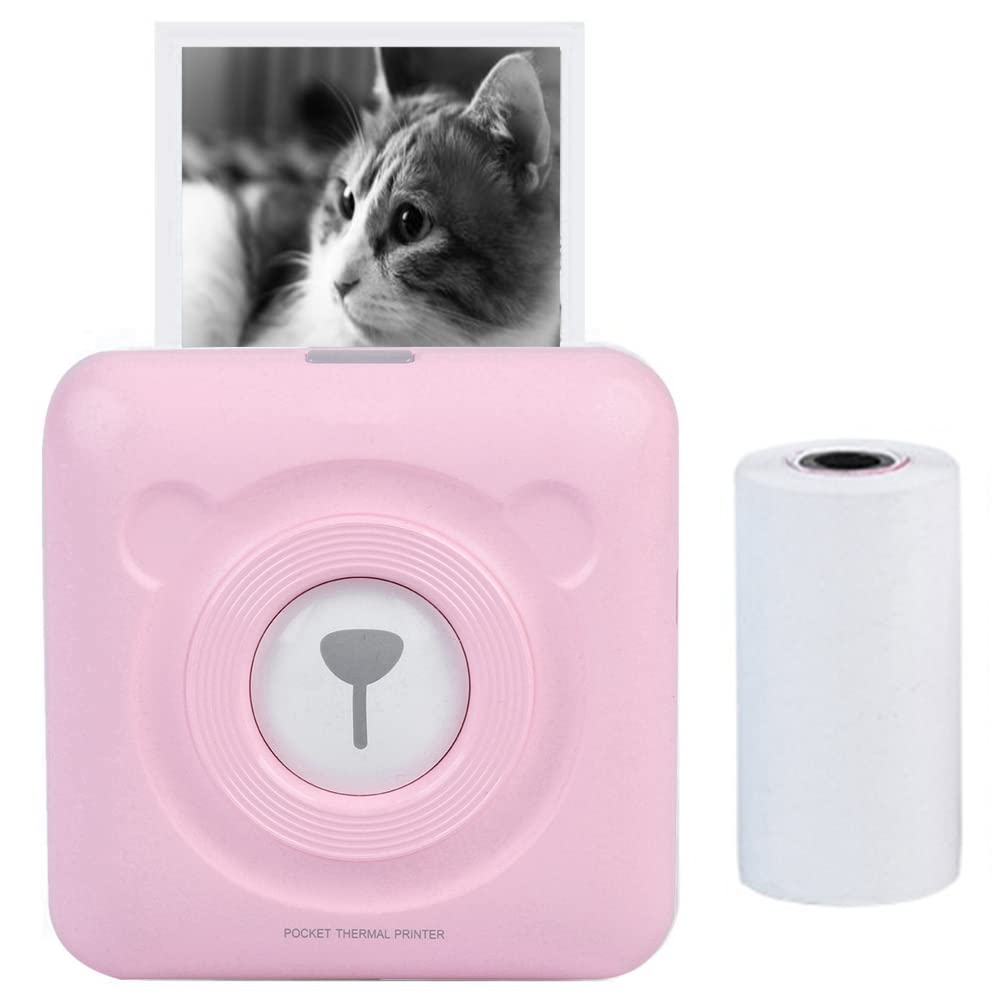Eboxer 57MM Wireless Bluetooth Thermal Receipt Printer Mini Portable Pocket Label Note Printer, USB Charging for Android iOS Windows (Pink)