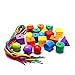 RAINBOW TOYFROG Lacing Beads for Kids - 36 Large Plastic Beads & 6 Strings in Vibrant Colors - Hand Eye Coordination Toys - Occupational Lacing Toys for Toddlers 1-3，Pop Beads for Toddlers 1-3.