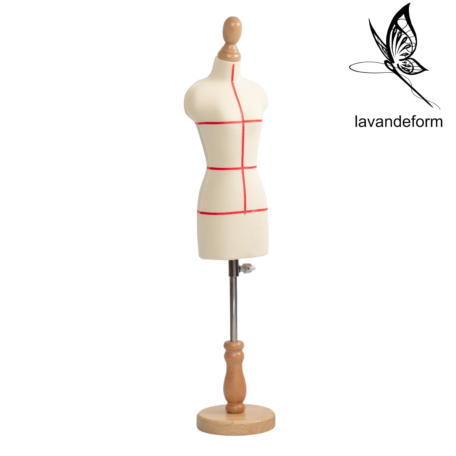 Female Dress Form Mannequin(Not Full Size Body Height 12.8 inch for Sewing, 1/3 Size Female Tailor Dressmaker Dummy for Pattern Making Fully Pinnable Mannequin with Wooden Stand (1/3)