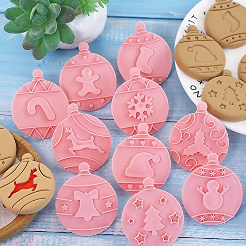 10 Pieces Cute Christmas Tree Cookie Stamps For Baking Cookie Mould