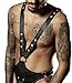 YiZYiF Men's Faux Leather Harness Straps Bodysuit Clubwear Thong With Buckled Pouch