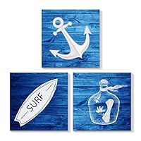 3 Piece Canvas Wall Art - Ocean Theme Mediterranean Style - Canvas Prints Home Artwork Decoration for Living Room,Bedroom - 12