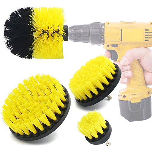 JIWINNER 4 Piece Medium and Stiff Brush with Drill Attachment Scrubbing Brushes for Cleaning Car Tires,Carpet, kitchens,Bathrooms, Showers, Tubs, Boats Power Scrubber Kit - Thumbnail 6