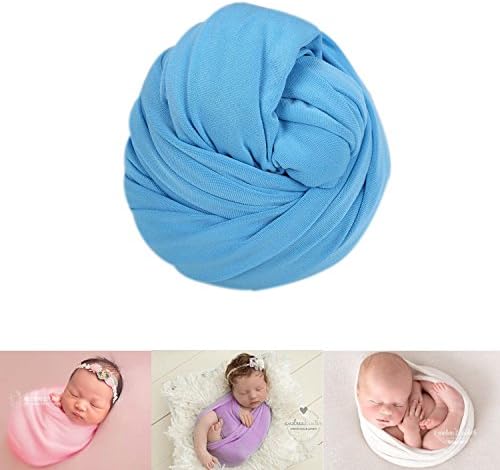 Newborn Photography Props Boys | Baby Girls Photo Outfits | Soft Stretchy Wrap Blanket Swaddle Backdrops for Photo Shoot (Sky Blue)