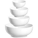 DOWAN Serving Bowls, Mixing Bowl Set, 70/30/20/8 Ounces Mixing Bowls for Kitchen, Soft White Serving Set, Serving Bowls Set of 4, Ceramic Bowl Sets for Eating Different Sizes