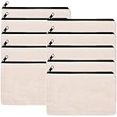 LifeUnite 10 PCS Canvas Makeup Bag Cosmetic Pouch Blank Zipper Bag-9.1 × 5.9 inch