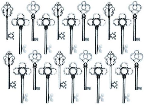 Conversancy 3Style Mixed Set Of 45 Large Skeleton Keys In Antique Silver - Set Of 45 Keys (Silver Color).