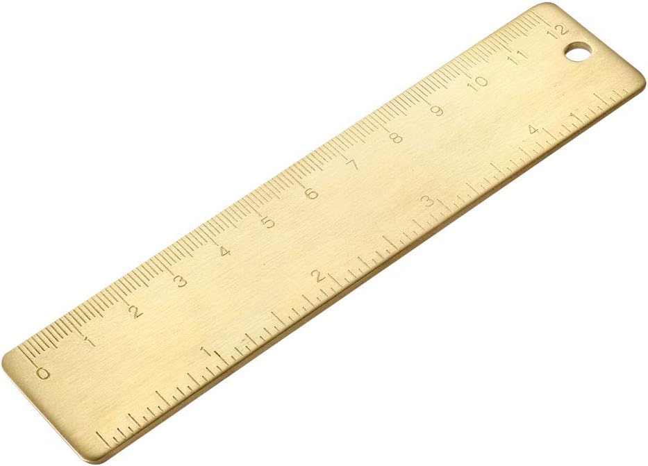 uxcell Straight Ruler 120mm 4 Inch Metric Thicker Brass Rulers